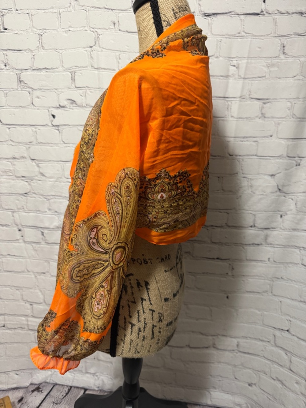 Fasbee Paisley Print Sheer Puff Sleeve Bolero Cardigan Stole Wrap Shawl Chiffon - Picture 3 of 5